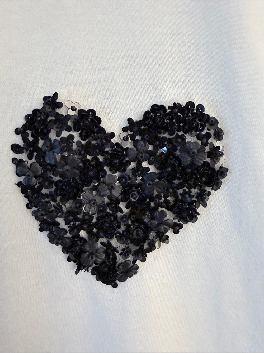 Valentino White Tee with Black Sequin Heart - Picture 2 of 4